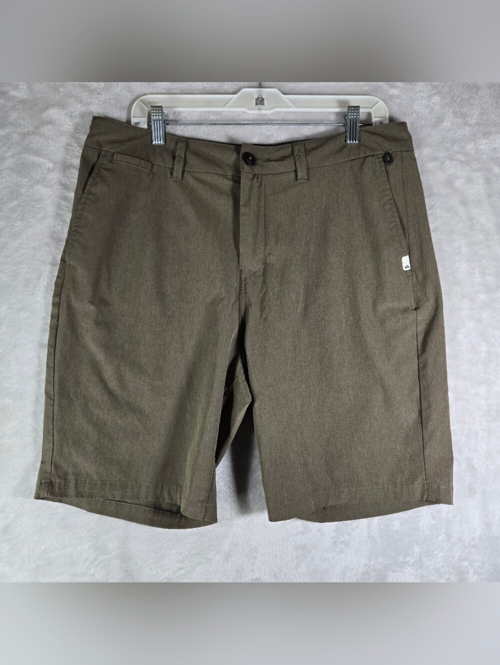 Quicksilver Amphibian Hybrid Shorts Men Size 34 Brown Green Water Repellent 9”